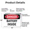 Signmission Battery Inside Danger Sign, Aluminum, 14in W x 10in L, 2PK OS-2PACK-DS-A-1014-L-2078 - alternate 7